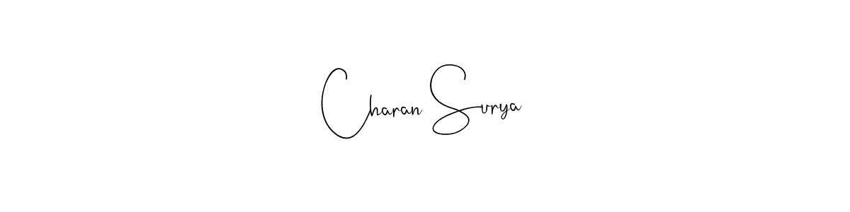 Design your own signature with our free online signature maker. With this signature software, you can create a handwritten (Andilay-7BmLP) signature for name Charan Surya. Charan Surya signature style 4 images and pictures png