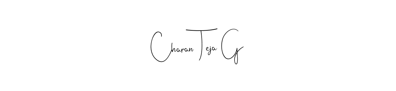 This is the best signature style for the Charan Teja G name. Also you like these signature font (Andilay-7BmLP). Mix name signature. Charan Teja G signature style 4 images and pictures png
