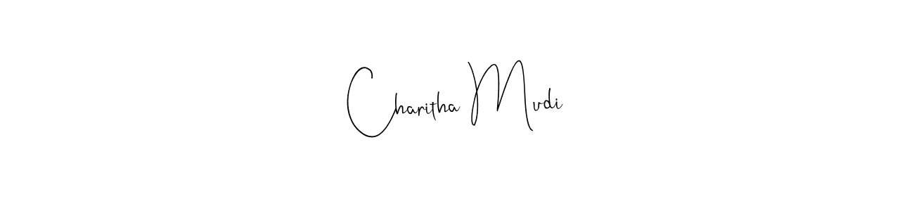 How to make Charitha Mudi name signature. Use Andilay-7BmLP style for creating short signs online. This is the latest handwritten sign. Charitha Mudi signature style 4 images and pictures png