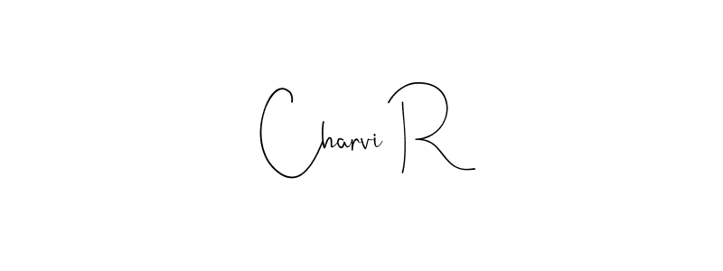 if you are searching for the best signature style for your name Charvi R. so please give up your signature search. here we have designed multiple signature styles  using Andilay-7BmLP. Charvi R signature style 4 images and pictures png