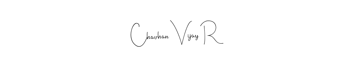 if you are searching for the best signature style for your name Chauhan Vijay R. so please give up your signature search. here we have designed multiple signature styles  using Andilay-7BmLP. Chauhan Vijay R signature style 4 images and pictures png