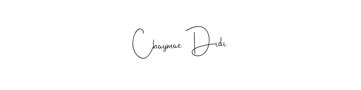 How to make Chaymae Didi name signature. Use Andilay-7BmLP style for creating short signs online. This is the latest handwritten sign. Chaymae Didi signature style 4 images and pictures png