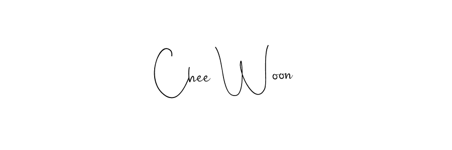 Create a beautiful signature design for name Chee Woon. With this signature (Andilay-7BmLP) fonts, you can make a handwritten signature for free. Chee Woon signature style 4 images and pictures png