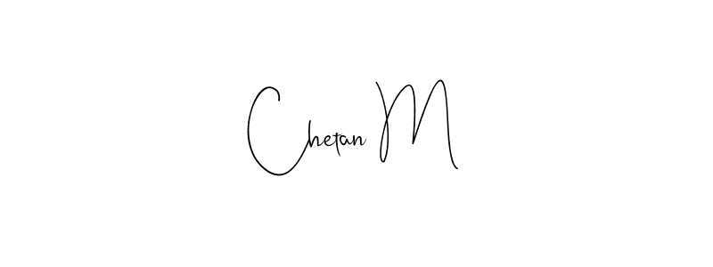 How to make Chetan M name signature. Use Andilay-7BmLP style for creating short signs online. This is the latest handwritten sign. Chetan M signature style 4 images and pictures png