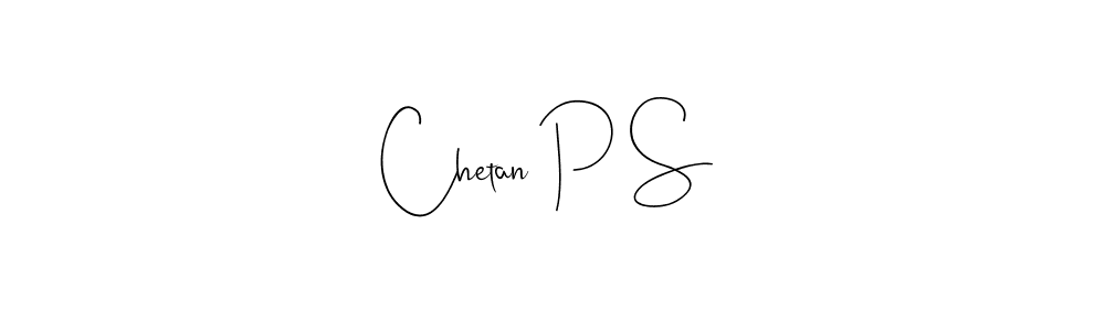 How to make Chetan P S name signature. Use Andilay-7BmLP style for creating short signs online. This is the latest handwritten sign. Chetan P S signature style 4 images and pictures png