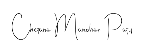 The Andilay-7BmLP typeface gives name Chetana Manohar Patil a refined look. Suitable for certificates, diplomas, and official verification. Chetana Manohar Patil signature style 4 images and pictures png