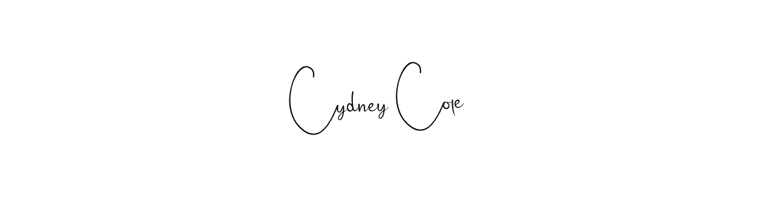 How to make Cydney Cole name signature. Use Andilay-7BmLP style for creating short signs online. This is the latest handwritten sign. Cydney Cole signature style 4 images and pictures png