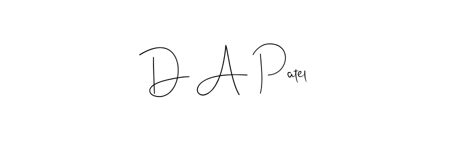 if you are searching for the best signature style for your name D A Patel. so please give up your signature search. here we have designed multiple signature styles  using Andilay-7BmLP. D A Patel signature style 4 images and pictures png