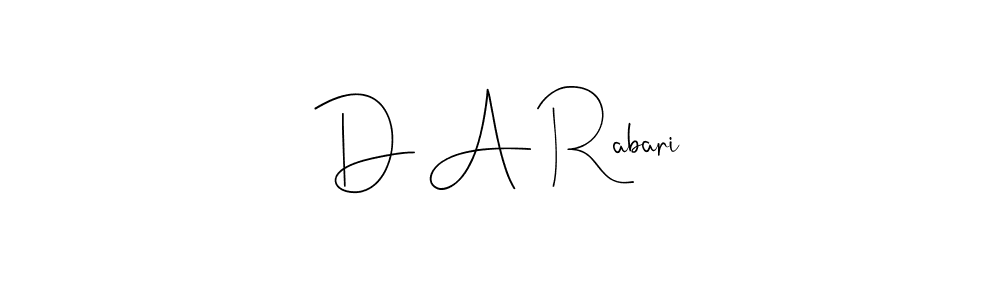 Andilay-7BmLP is a professional signature style that is perfect for those who want to add a touch of class to their signature. It is also a great choice for those who want to make their signature more unique. Get D A Rabari name to fancy signature for free. D A Rabari signature style 4 images and pictures png