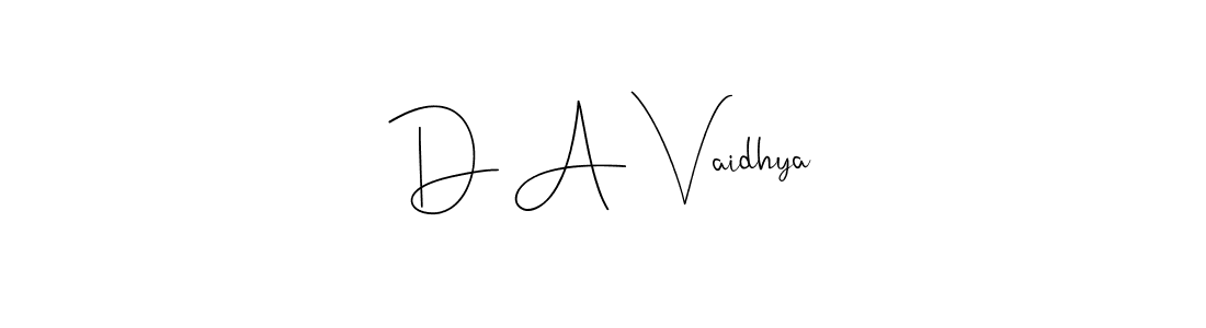 Andilay-7BmLP is a professional signature style that is perfect for those who want to add a touch of class to their signature. It is also a great choice for those who want to make their signature more unique. Get D A Vaidhya name to fancy signature for free. D A Vaidhya signature style 4 images and pictures png