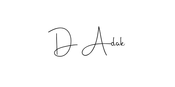 Use a signature maker to create a handwritten signature online. With this signature software, you can design (Andilay-7BmLP) your own signature for name D Adak. D Adak signature style 4 images and pictures png