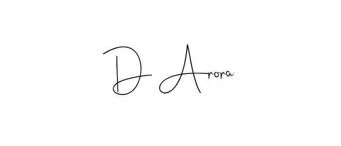 How to make D Arora signature? Andilay-7BmLP is a professional autograph style. Create handwritten signature for D Arora name. D Arora signature style 4 images and pictures png