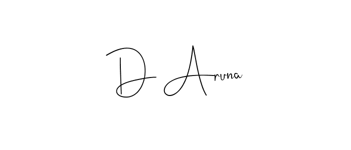 Design your own signature with our free online signature maker. With this signature software, you can create a handwritten (Andilay-7BmLP) signature for name D Aruna. D Aruna signature style 4 images and pictures png