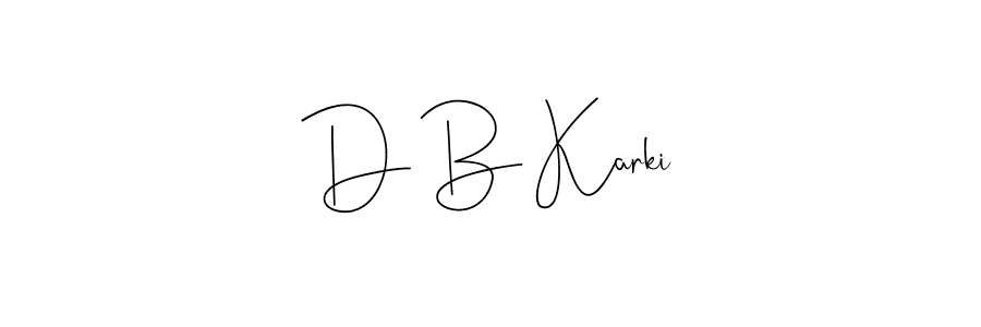 if you are searching for the best signature style for your name D B Karki. so please give up your signature search. here we have designed multiple signature styles  using Andilay-7BmLP. D B Karki signature style 4 images and pictures png