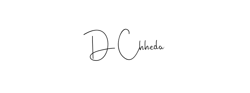 The best way (Andilay-7BmLP) to make a short signature is to pick only two or three words in your name. The name D Chheda include a total of six letters. For converting this name. D Chheda signature style 4 images and pictures png