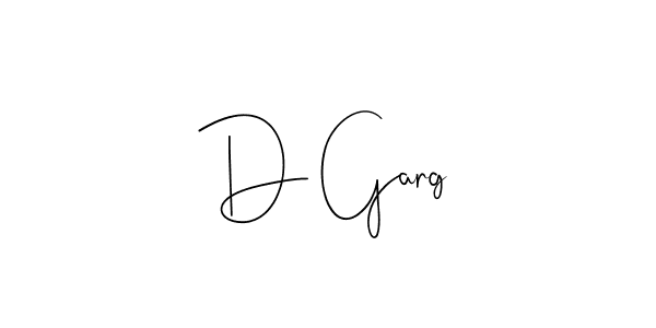 How to make D Garg signature? Andilay-7BmLP is a professional autograph style. Create handwritten signature for D Garg name. D Garg signature style 4 images and pictures png
