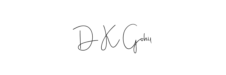 How to make D K Gohil name signature. Use Andilay-7BmLP style for creating short signs online. This is the latest handwritten sign. D K Gohil signature style 4 images and pictures png