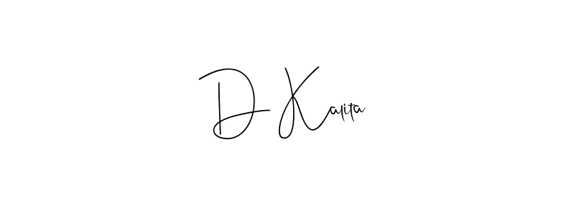 How to make D Kalita signature? Andilay-7BmLP is a professional autograph style. Create handwritten signature for D Kalita name. D Kalita signature style 4 images and pictures png
