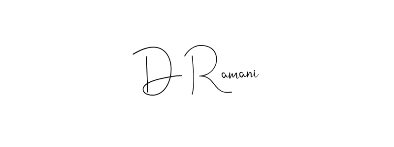 You can use this online signature creator to create a handwritten signature for the name D Ramani. This is the best online autograph maker. D Ramani signature style 4 images and pictures png