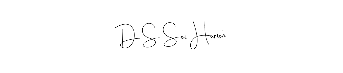 Andilay-7BmLP is a professional signature style that is perfect for those who want to add a touch of class to their signature. It is also a great choice for those who want to make their signature more unique. Get D S Sai Harish name to fancy signature for free. D S Sai Harish signature style 4 images and pictures png