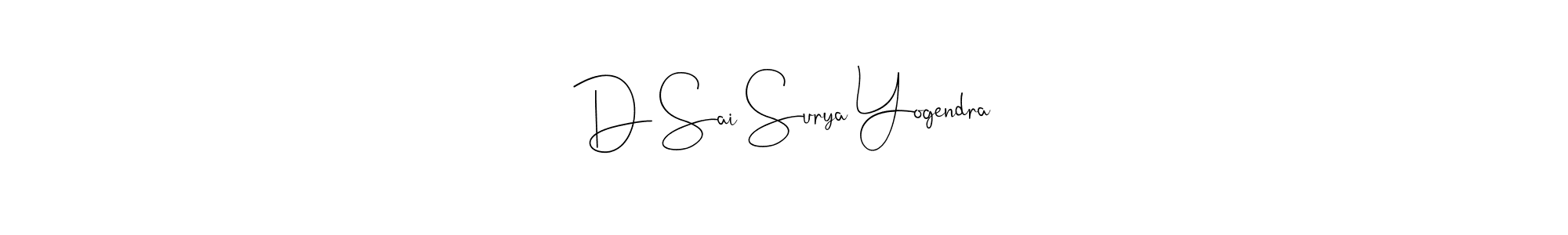 Also we have D Sai Surya Yogendra name is the best signature style. Create professional handwritten signature collection using Andilay-7BmLP autograph style. D Sai Surya Yogendra signature style 4 images and pictures png