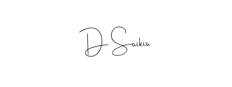 How to make D Saikia signature? Andilay-7BmLP is a professional autograph style. Create handwritten signature for D Saikia name. D Saikia signature style 4 images and pictures png