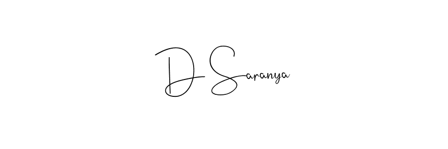 Make a beautiful signature design for name D Saranya. With this signature (Andilay-7BmLP) style, you can create a handwritten signature for free. D Saranya signature style 4 images and pictures png