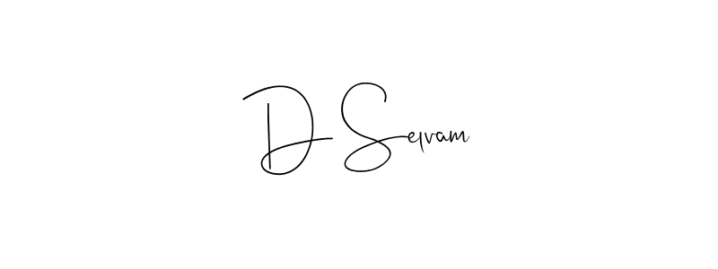 How to make D Selvam signature? Andilay-7BmLP is a professional autograph style. Create handwritten signature for D Selvam name. D Selvam signature style 4 images and pictures png