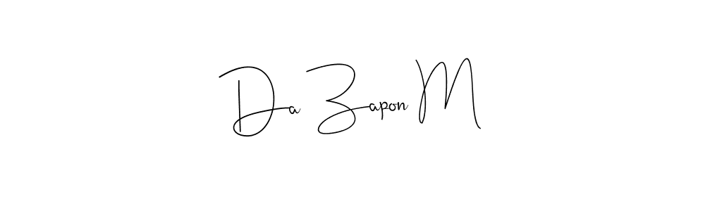 Also You can easily find your signature by using the search form. We will create Da Zapon M name handwritten signature images for you free of cost using Andilay-7BmLP sign style. Da Zapon M signature style 4 images and pictures png