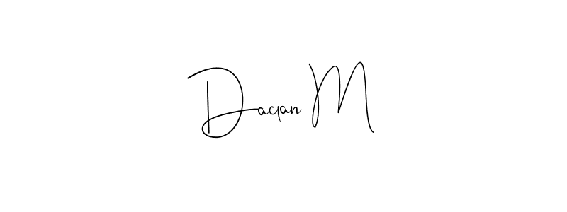 The best way (Andilay-7BmLP) to make a short signature is to pick only two or three words in your name. The name Daclan M include a total of six letters. For converting this name. Daclan M signature style 4 images and pictures png