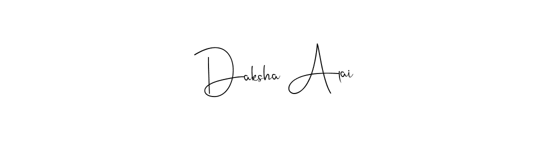 if you are searching for the best signature style for your name Daksha Alai. so please give up your signature search. here we have designed multiple signature styles  using Andilay-7BmLP. Daksha Alai signature style 4 images and pictures png