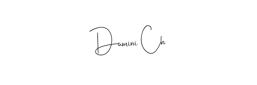 How to make Damini Ch name signature. Use Andilay-7BmLP style for creating short signs online. This is the latest handwritten sign. Damini Ch signature style 4 images and pictures png