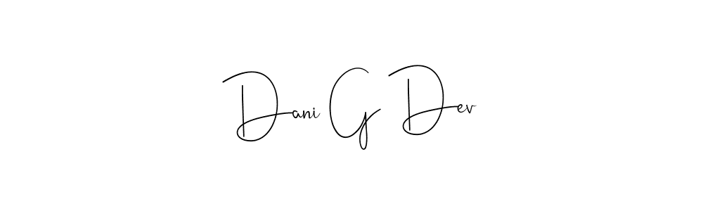 The best way (Andilay-7BmLP) to make a short signature is to pick only two or three words in your name. The name Dani G Dev include a total of six letters. For converting this name. Dani G Dev signature style 4 images and pictures png