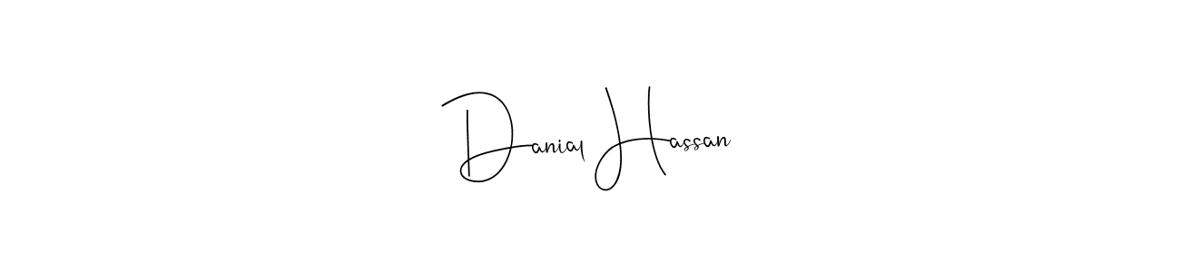 if you are searching for the best signature style for your name Danial Hassan. so please give up your signature search. here we have designed multiple signature styles  using Andilay-7BmLP. Danial Hassan signature style 4 images and pictures png