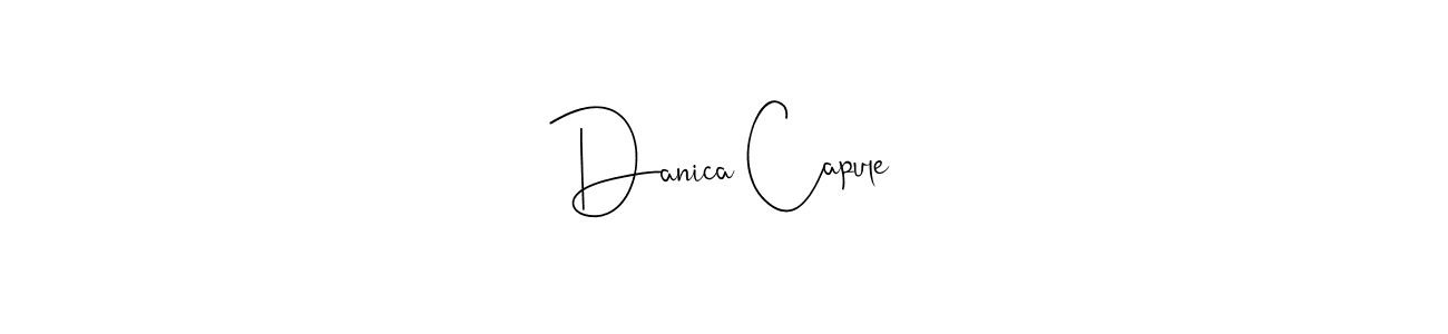 if you are searching for the best signature style for your name Danica Capule. so please give up your signature search. here we have designed multiple signature styles  using Andilay-7BmLP. Danica Capule signature style 4 images and pictures png