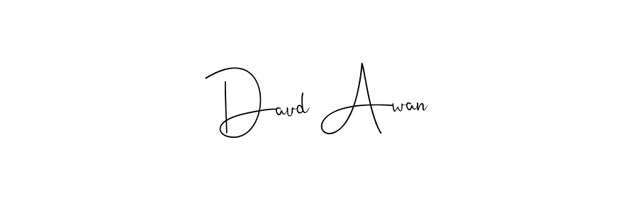 You can use this online signature creator to create a handwritten signature for the name Daud Awan. This is the best online autograph maker. Daud Awan signature style 4 images and pictures png