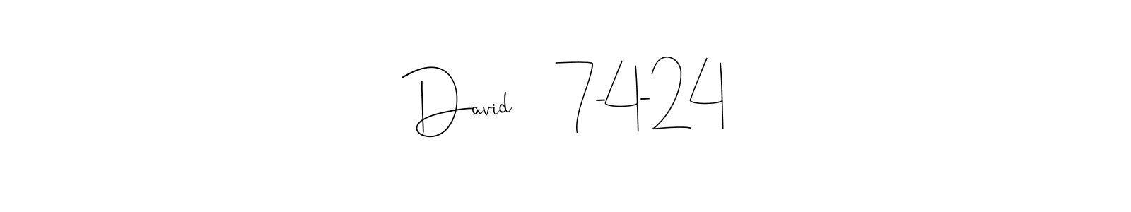 Make a short David     7-4-24 signature style. Manage your documents anywhere anytime using Andilay-7BmLP. Create and add eSignatures, submit forms, share and send files easily. David     7-4-24 signature style 4 images and pictures png