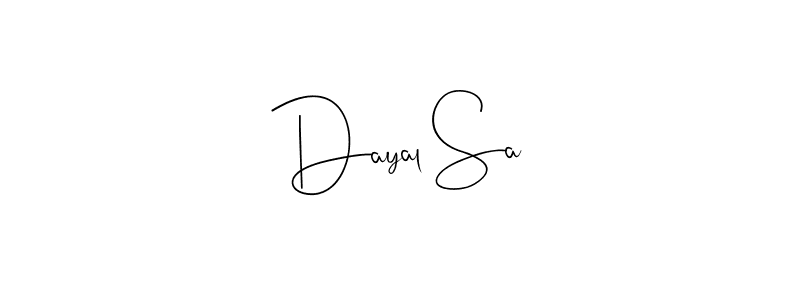 Also You can easily find your signature by using the search form. We will create Dayal Sa name handwritten signature images for you free of cost using Andilay-7BmLP sign style. Dayal Sa signature style 4 images and pictures png