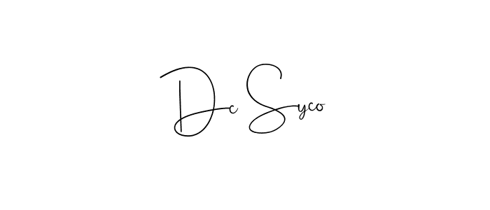 if you are searching for the best signature style for your name Dc Syco. so please give up your signature search. here we have designed multiple signature styles  using Andilay-7BmLP. Dc Syco signature style 4 images and pictures png