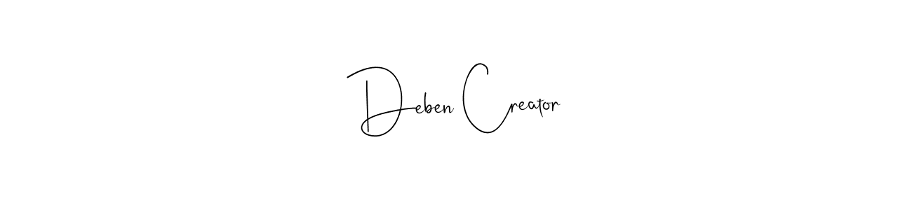 if you are searching for the best signature style for your name Deben Creator. so please give up your signature search. here we have designed multiple signature styles  using Andilay-7BmLP. Deben Creator signature style 4 images and pictures png