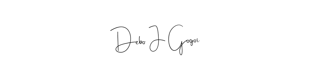 How to make Debo J Gogoi name signature. Use Andilay-7BmLP style for creating short signs online. This is the latest handwritten sign. Debo J Gogoi signature style 4 images and pictures png