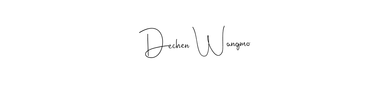 Make a beautiful signature design for name Dechen Wangmo. With this signature (Andilay-7BmLP) style, you can create a handwritten signature for free. Dechen Wangmo signature style 4 images and pictures png