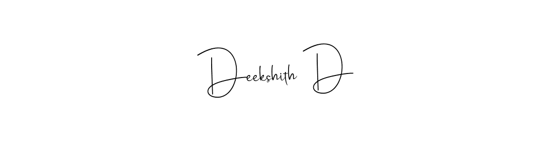 if you are searching for the best signature style for your name Deekshith D. so please give up your signature search. here we have designed multiple signature styles  using Andilay-7BmLP. Deekshith D signature style 4 images and pictures png