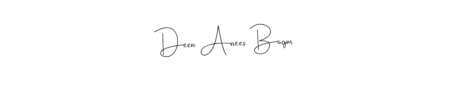 Also You can easily find your signature by using the search form. We will create Deen Anees Bagm name handwritten signature images for you free of cost using Andilay-7BmLP sign style. Deen Anees Bagm signature style 4 images and pictures png