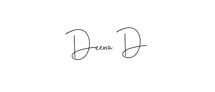 How to make Deena D name signature. Use Andilay-7BmLP style for creating short signs online. This is the latest handwritten sign. Deena D signature style 4 images and pictures png