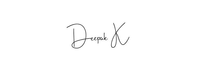 It looks lik you need a new signature style for name Deepak K. Design unique handwritten (Andilay-7BmLP) signature with our free signature maker in just a few clicks. Deepak K signature style 4 images and pictures png