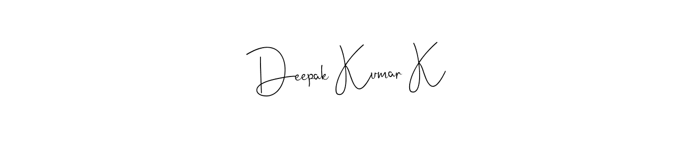 Also You can easily find your signature by using the search form. We will create Deepak Kumar K name handwritten signature images for you free of cost using Andilay-7BmLP sign style. Deepak Kumar K signature style 4 images and pictures png