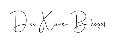 The Andilay-7BmLP font transforms the name Deo Kumar Bhagat into an executive sign with sharp precision and distinguished character. Deo Kumar Bhagat signature style 4 images and pictures png