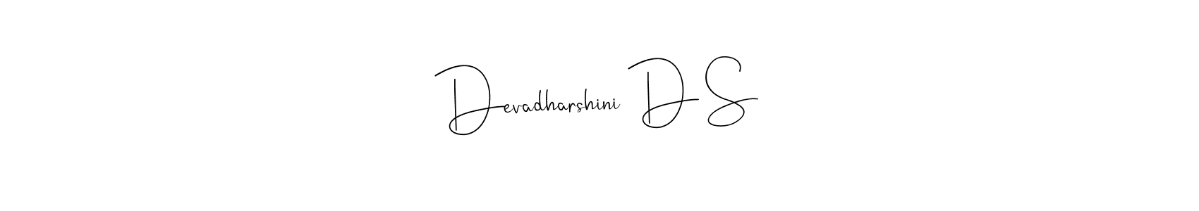 How to make Devadharshini D S signature? Andilay-7BmLP is a professional autograph style. Create handwritten signature for Devadharshini D S name. Devadharshini D S signature style 4 images and pictures png