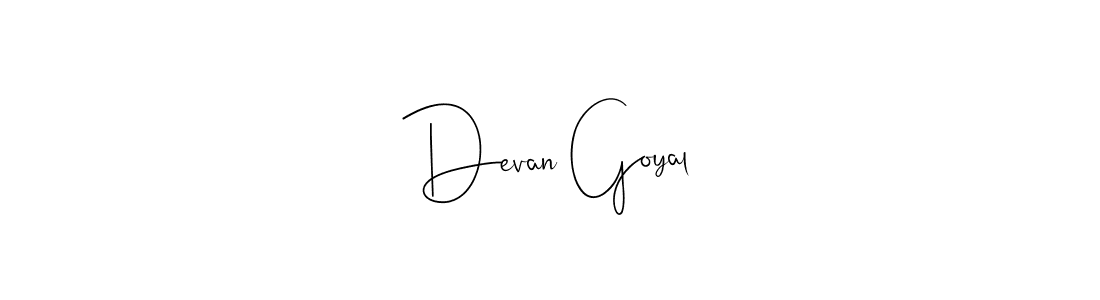 How to make Devan Goyal name signature. Use Andilay-7BmLP style for creating short signs online. This is the latest handwritten sign. Devan Goyal signature style 4 images and pictures png